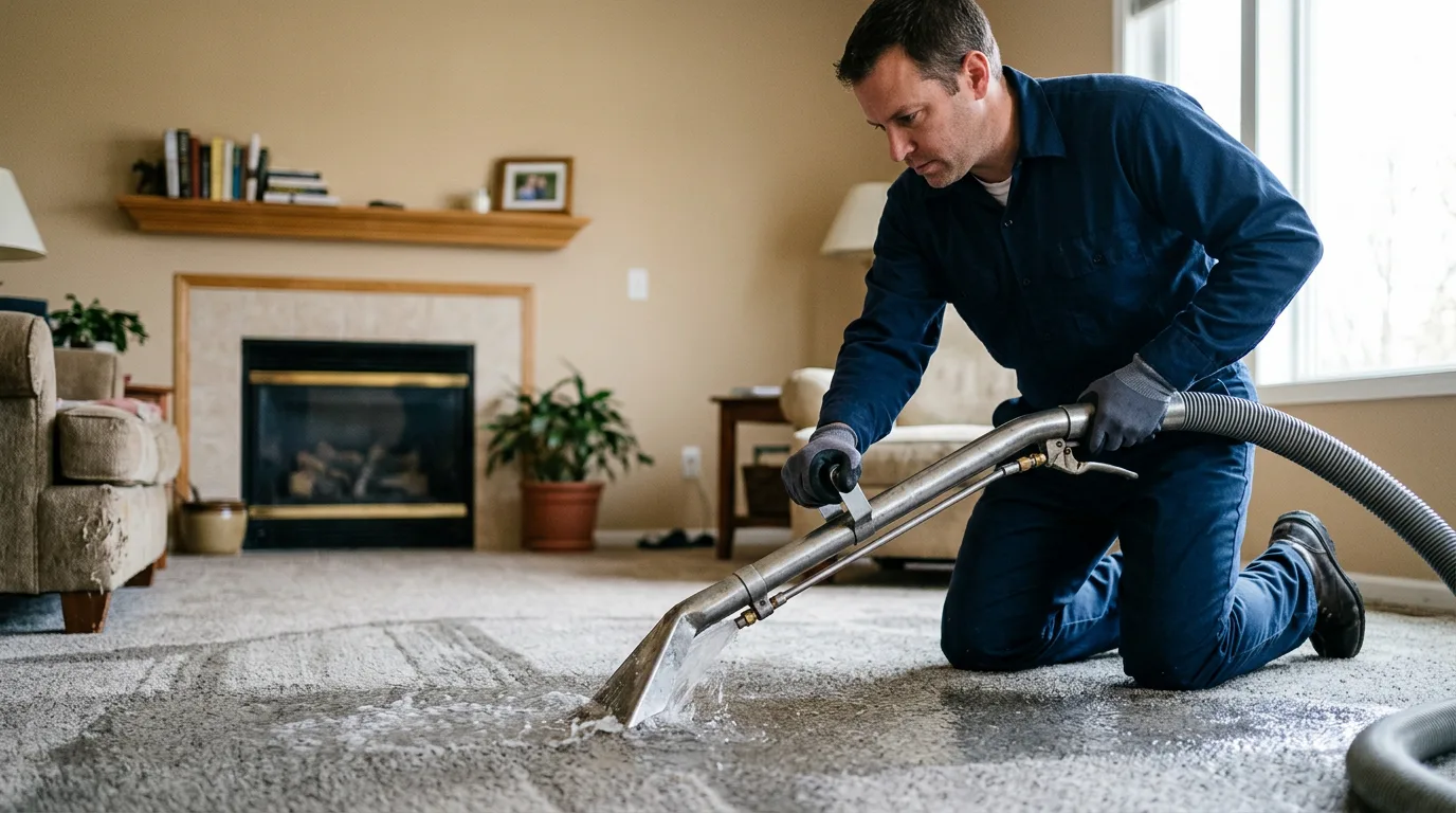 Water damage restoration technician working near New Limerick, ME